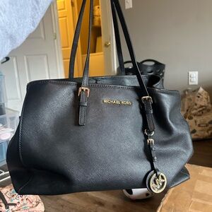 Michael Kors Black Tote Bag with Gold Accents